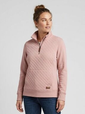 L.L. Bean Quilted Quarter-Zip Pullover - Dusty Rose - XL Petite